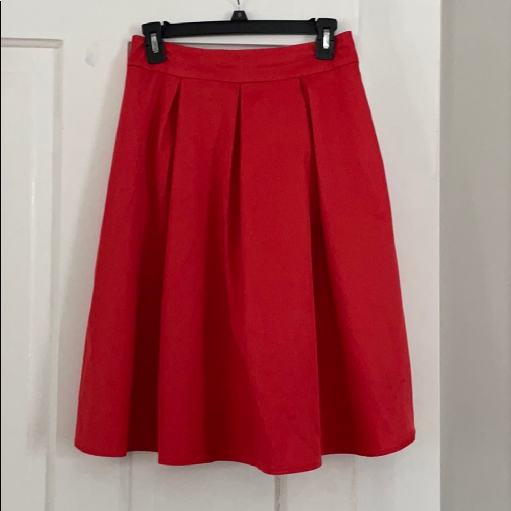 Red midi skirt